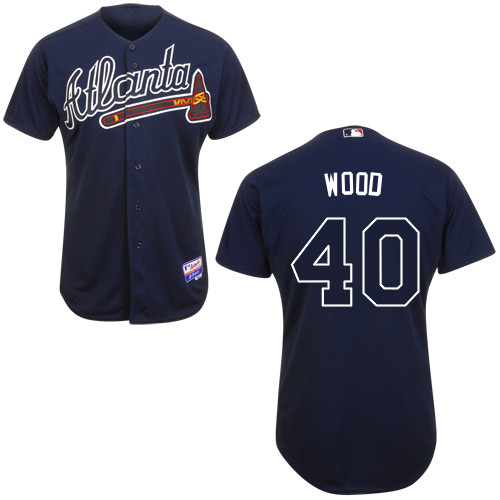 Alex Wood #40 Youth Baseball Jersey-Atlanta Braves Authentic Alternate Road Navy Cool Base MLB Jersey